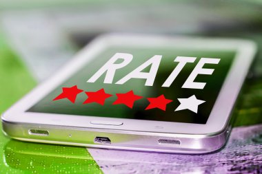 5 yıldız ve telefon ekranında oranı düğmesini sahip.