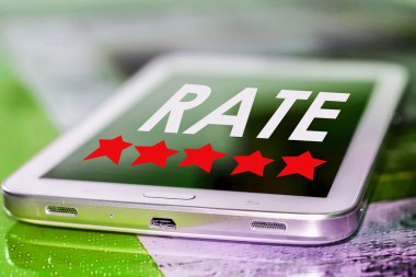 5 yıldız ve telefon ekranında oranı düğmesini sahip.