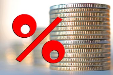 Para bir arka plan üzerinde kırmızı yüzde işareti . 