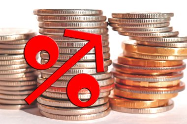 Para bir arka plan üzerinde kırmızı yüzde işareti .