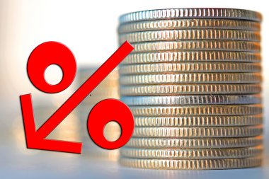 Para bir arka plan üzerinde kırmızı yüzde işareti .