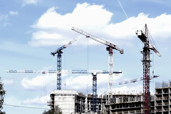 Lifting Cranes Construction Site Stock Image