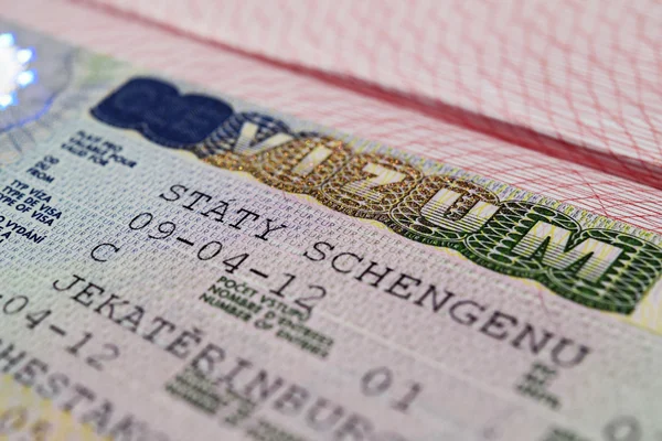 Visado Schengen en el pasaporte — Foto de Stock