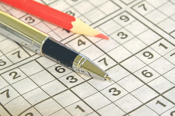 Sudoku game and a ball pen — Stock Photo, Image