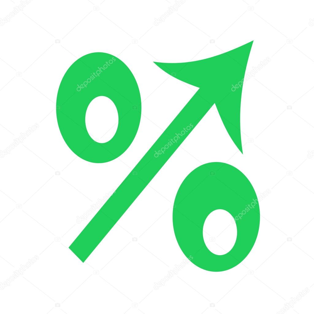 The  sign of percent designating increase