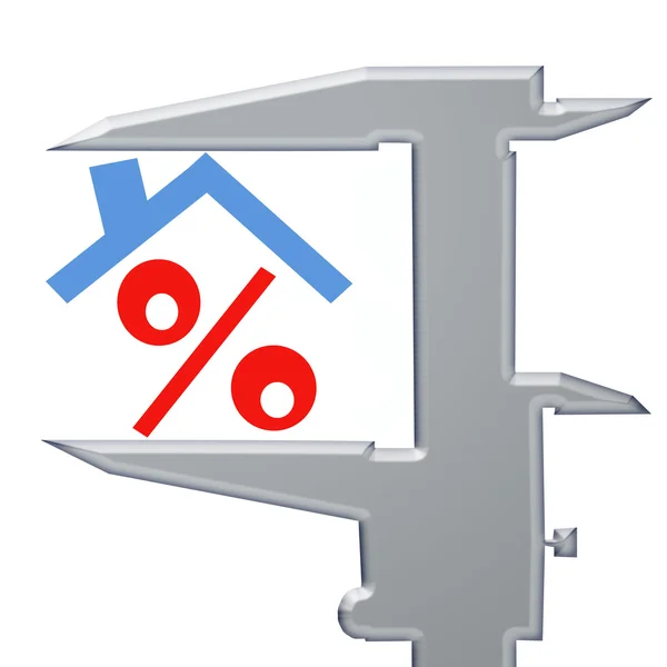 O sinal percentual sob o teto — Fotografia de Stock