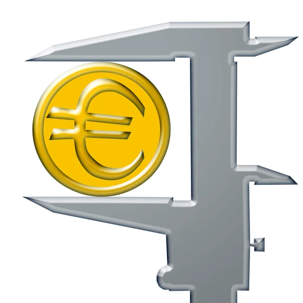 Yellow Euro coin and caliber . — 图库照片