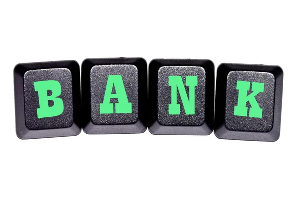 The word " bank " on your keyboard keys . — Stock Photo, Image