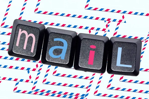 The word " mail " on your keyboard keys . — Stock Photo, Image