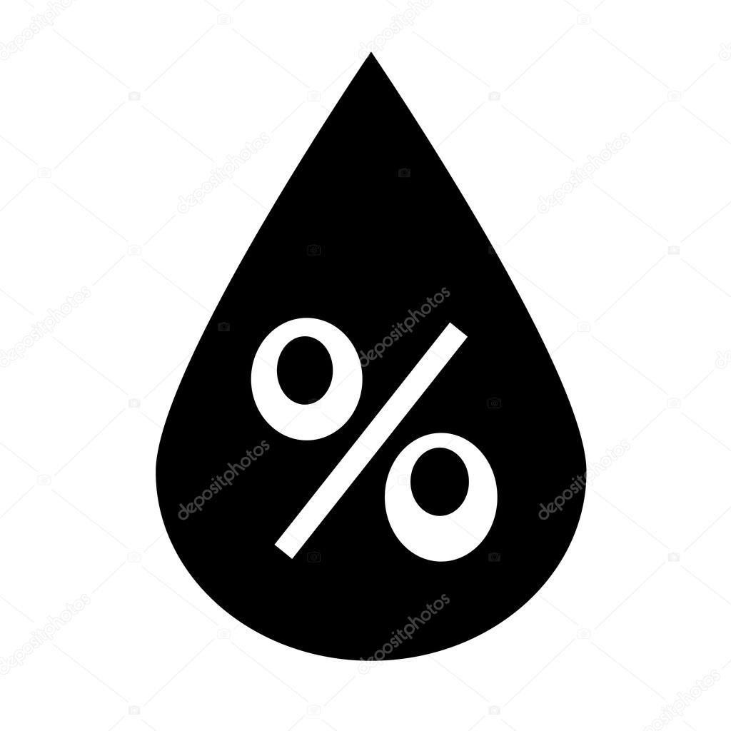 Black drop of oil and white percent sign