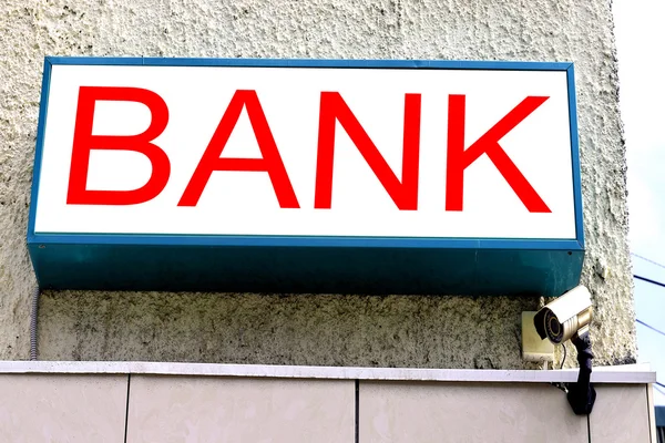 The sign "Bank" on the wall of a residential house — Stock Photo, Image