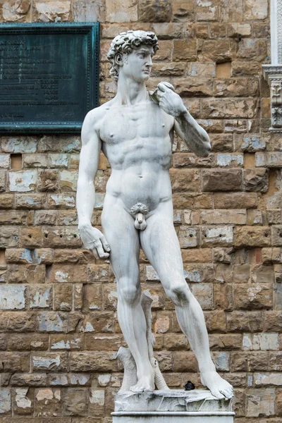 Cópia do David de Michelangelo, Piazza della Signoria, Florença — Fotografia de Stock