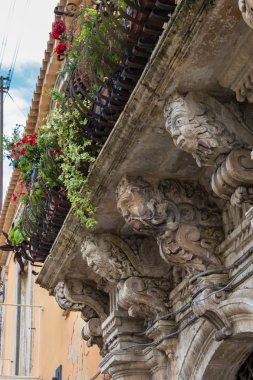Barok balkon Syracuse, Sicilya, İtalya