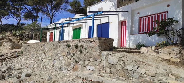Будинки Старих Рибалок Пляжі Alguer Паламос — стокове фото