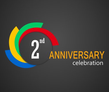 2nd Anniversary celebration background, 2 years anniversary card illustration - vector eps10 clipart