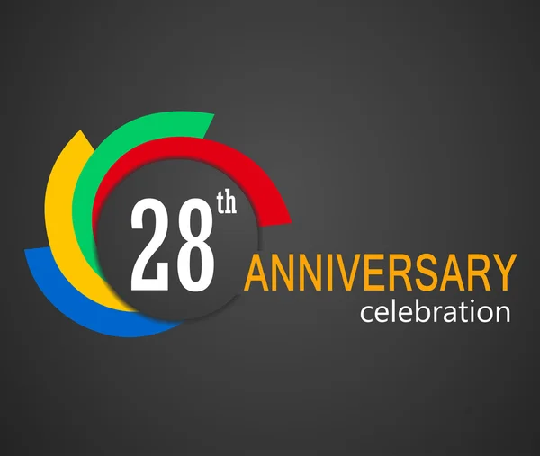 Fondo de celebración del 28º aniversario, ilustración de tarjeta de aniversario de 28 años - vector eps10 — Vector de stock