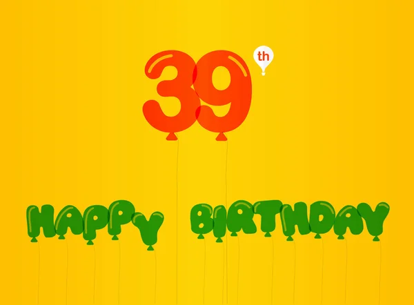 39-річчя святкування дня народження плоский колір, ювілейний декоративний плоский сучасний стиль Векторні ілюстрації — стокове фото