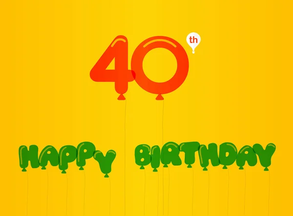 40 år födelsedag fest platt färg, årsdagen dekorativa platt modern stil - vektorillustration — Stockfoto
