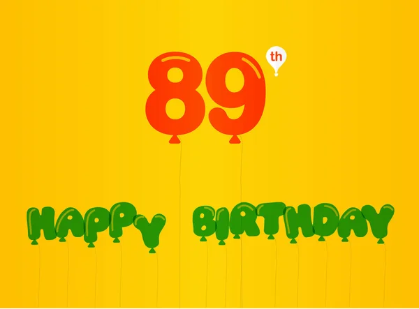 89 χρόνια γενέθλια γιορτή επίπεδη χρώμα, επίπεδη σύγχρονο διακοσμητικό ύφος επέτειο - εικονογράφηση διάνυσμα — Φωτογραφία Αρχείου
