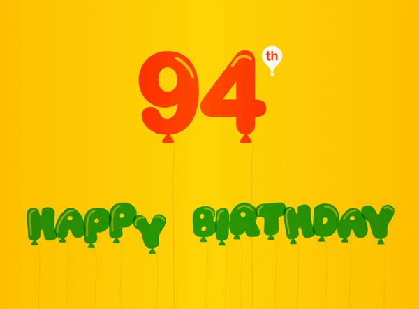 94 année anniversaire célébration plat couleur, anniversaire décoratif plat style moderne illustration vectorielle — Photo