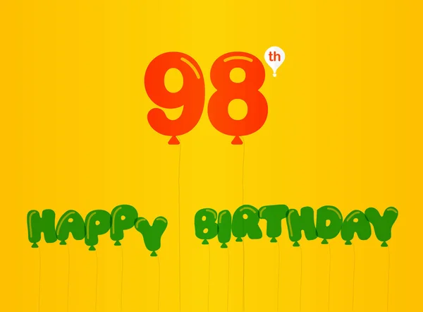 98 år födelsedag fest platt färg, årsdagen dekorativa platt modern stil - vektorillustration — Stockfoto