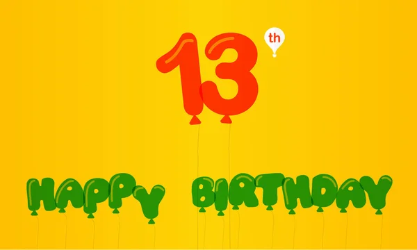 13 year birthday celebration flat color,  anniversary decorative flat modern style - vector illustration — Stock Photo, Image