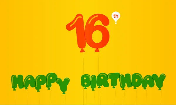 16 år födelsedag fest platt färg, årsdagen dekorativa platt modern stil - vektorillustration — Stockfoto