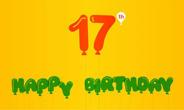 17 ετών γενέθλια γιορτή επίπεδη χρώμα, επίπεδη σύγχρονο διακοσμητικό ύφος επέτειο - εικονογράφηση διάνυσμα — Φωτογραφία Αρχείου