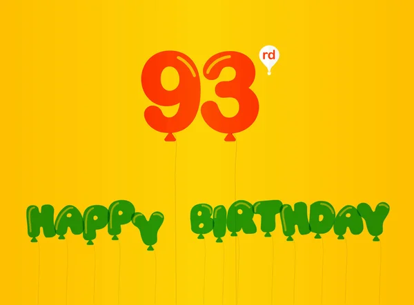 93 année anniversaire célébration plat couleur, anniversaire décoratif plat style moderne illustration vectorielle — Photo