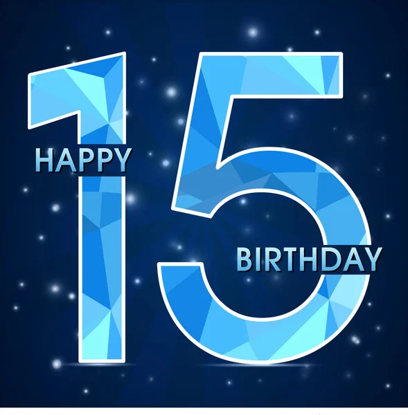 15 jaar verjaardag viering label, 15e verjaardag decoratieve veelhoek embleem - vectorillustratie