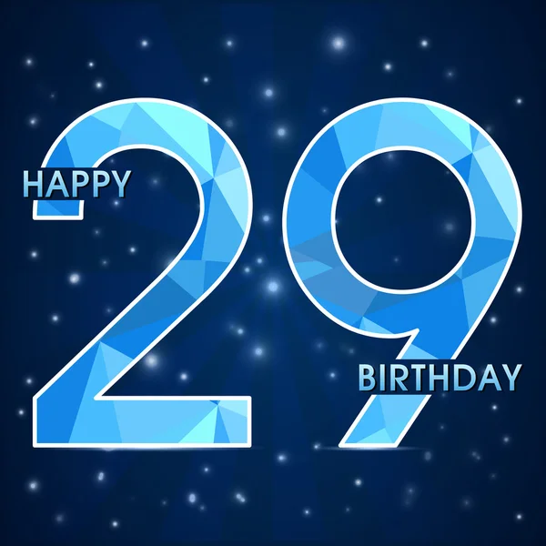 Etiqueta de celebración de cumpleaños de 29 años, emblema de polígono decorativo de 29 aniversario - ilustración vectorial — Vector de stock