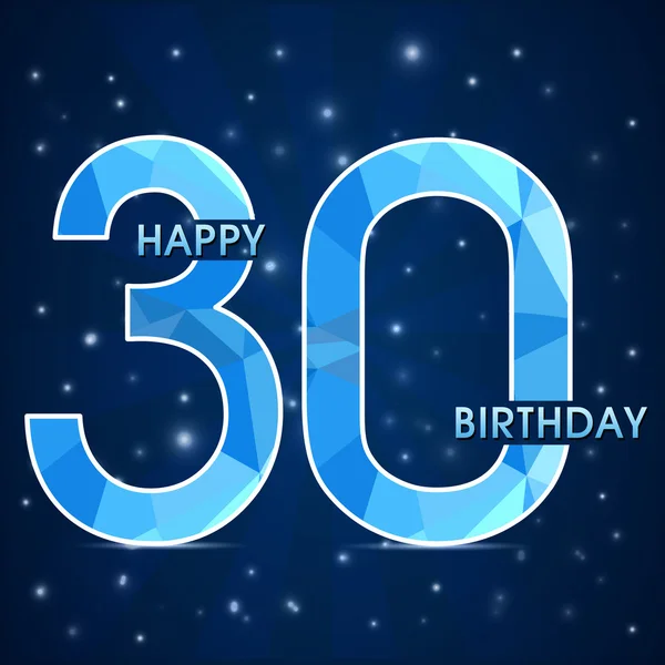 30 year birthday celebration label, 30th anniversary decorative polygon emblem - vector illustration — Stock Vector