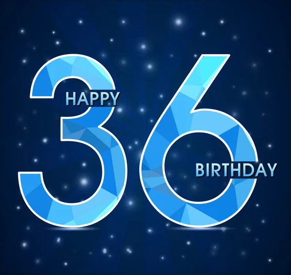 36 Year birthday, 36th anniversary polygon emblem — Stock Vector