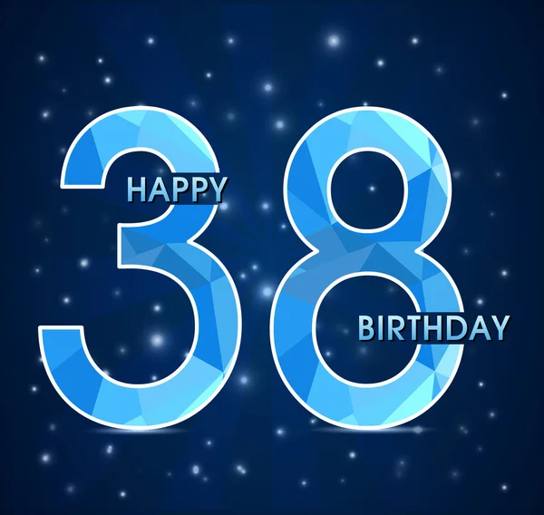 38 Year birthday, 38th anniversary polygon emblem — Stock Vector