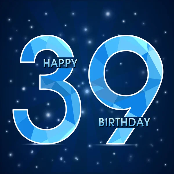 39 Year birthday, 39th anniversary polygon emblem — Stock Vector