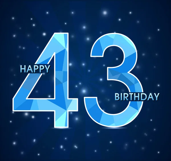 43 Year birthday, 43rd anniversary polygon emblem — Stock Vector