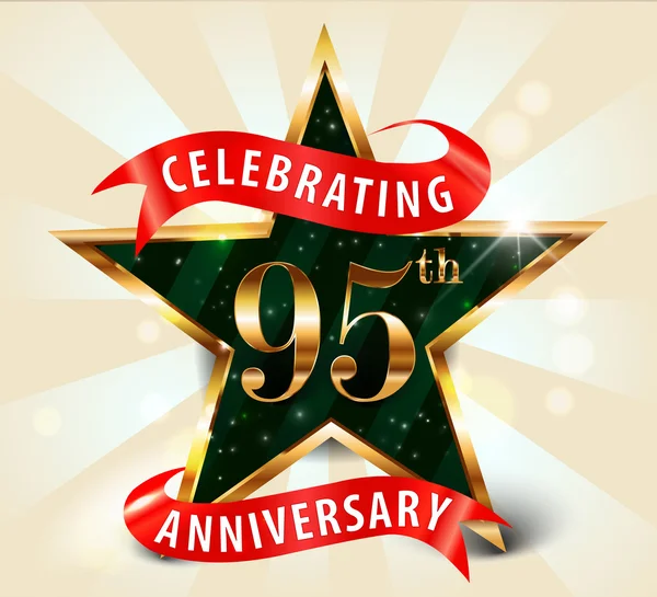 95 aniversario de la celebración de la cinta estrella de oro, celebrando el 95 aniversario — Archivo Imágenes Vectoriales