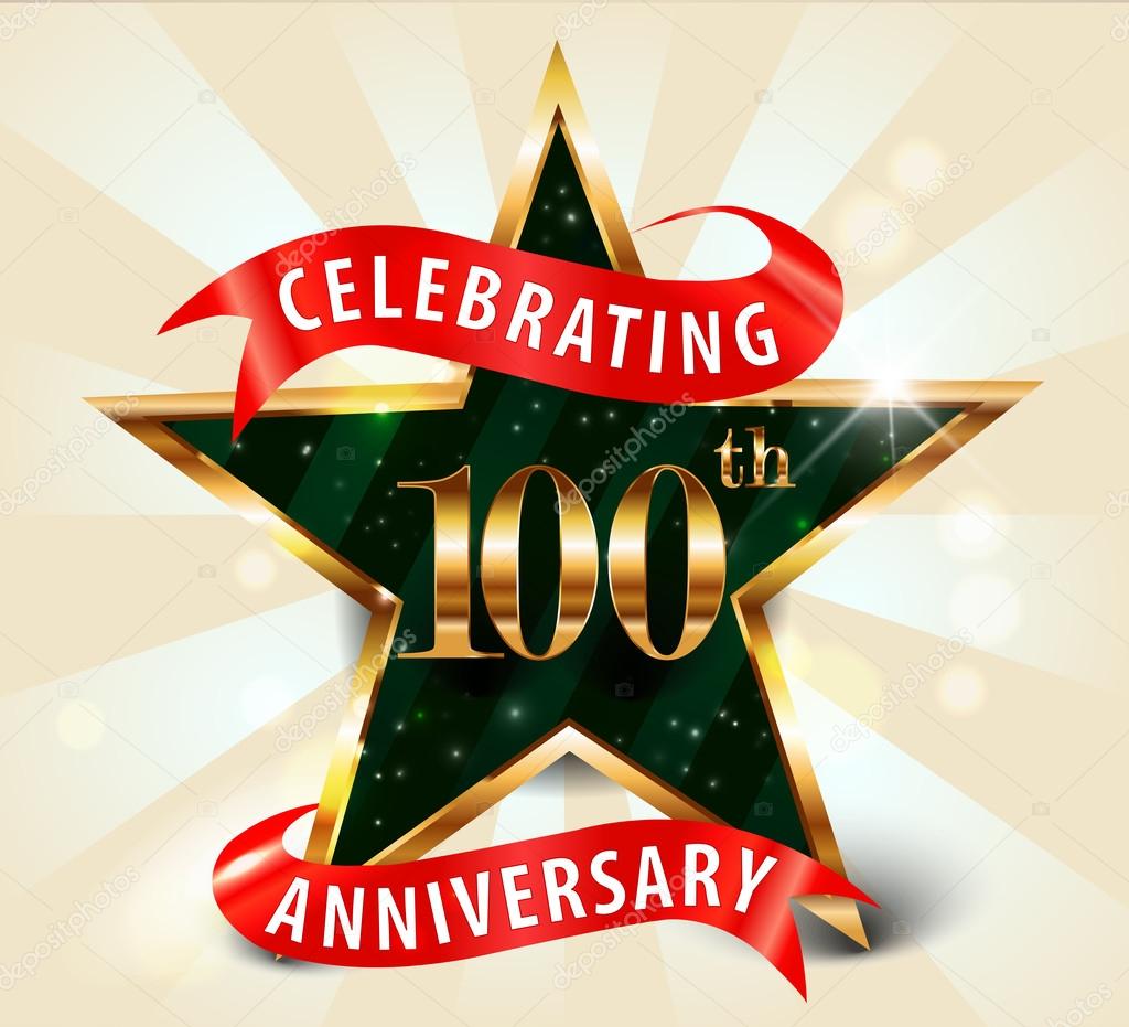 100 Year Anniversary Celebration Golden Star Ribbon Celebrating 100th Anniversary Stock Vector Image By C Atulvermabhai 53084407