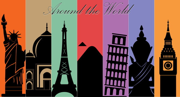 Wonders of World, Travel and tourism background-vector eps10