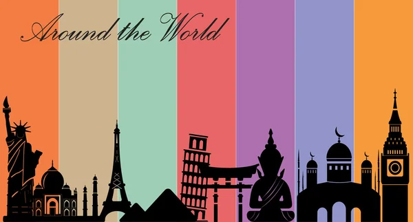 Maravillas del Mundo, Viajes y turismo eps10 — Vector de stock