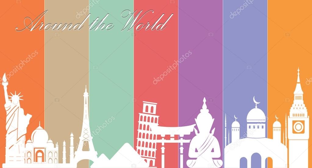 Wonders of World, Travel and tourism background-vector eps10