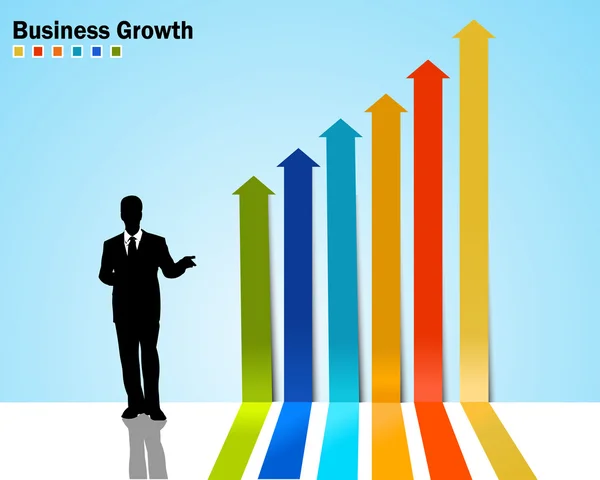 Pijl diagram infographics met bedrijfsgroei - vector eps10 — Stockvector