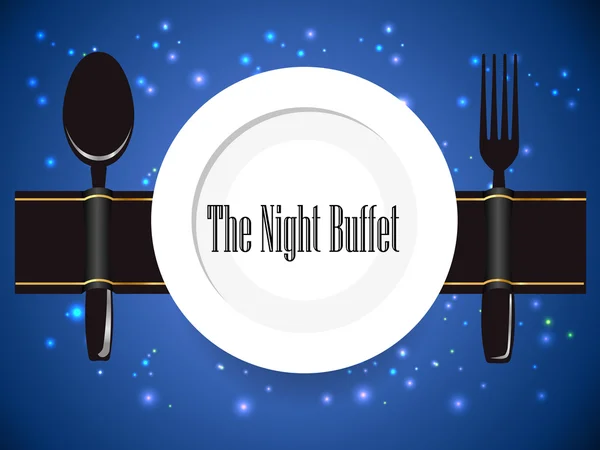 O buffet de noite, jantar, tudo o que você pode comer sinal de buffet - vetor eps10 — Vetor de Stock