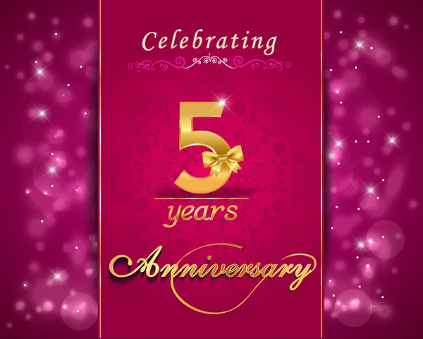 5 jaar jubileum feest mousserende card, 5e verjaardag levendige achtergrond - vector eps10 — Stockvector