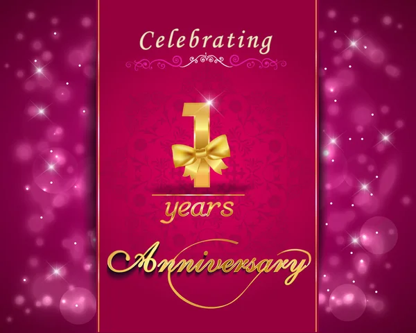 1 year anniversary celebration sparkling card, 1st anniversary vibrant background - vector eps10 — Stock Vector