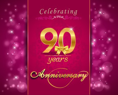 90 yıl yıldönümü kutlama parlak kartı, 90'ıncı yıldönümü hareketli background - vektör eps1