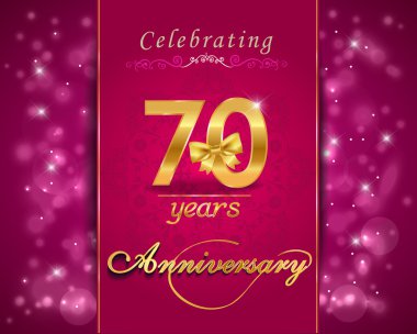70 yıl yıldönümü kutlama parlak kartı, 70 yıldönümü hareketli background - vektör eps1