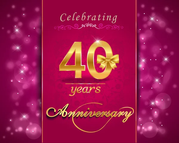 40 year anniversary celebration sparkling card, 40th anniversary vibrant background - vector eps1 — Stock Vector