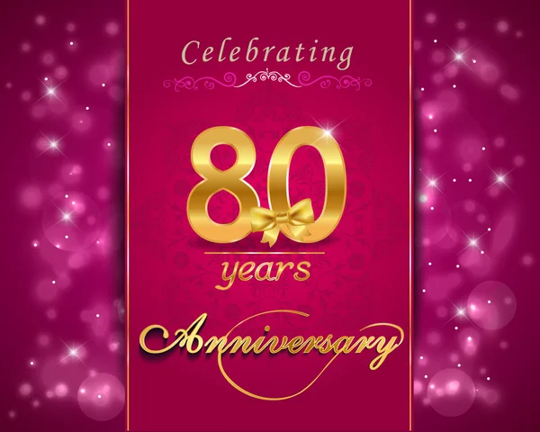 80 έτος επέτειος εορτασμού αφρώδη κάρτα, 80η επέτειος ζωντανή φόντο - διάνυσμα eps1 — Διανυσματικό Αρχείο