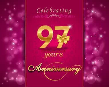 97 yıl yıldönümü kutlama parlak kartı, 97 yıldönümü hareketli arka plan - vektör eps10